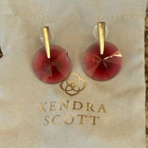 Kendra Scott Fuchsia and Gold drop Earrings, one slightly chipped.